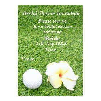 Golf Bridal Shower With Ball And Flower On Green I Invitation Front View