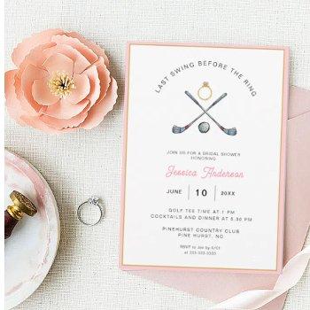 golf "last swing before the ring" bridal shower invitation