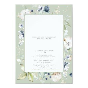 Gorgeous Green Botanical Bridal Shower Rose Gold Foil Invitation Front View