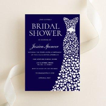 gorgeous navy & white dress bridal shower invitation