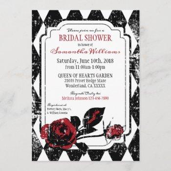 goth roses grunge diamond print bridal shower invitation