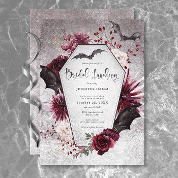 gothic black & burgundy spooky bridal luncheon invitation