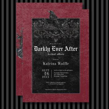 gothic black raven & roses wine bridal shower invitation