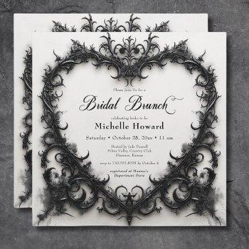 gothic black & white filigree heart bridal brunch invitation