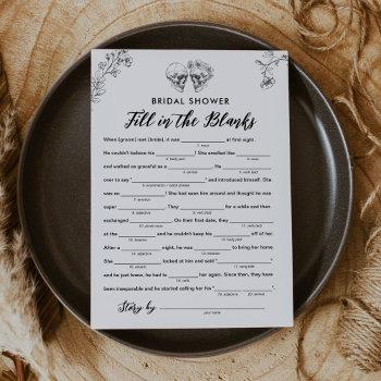 gothic bridal shower libs, fill in the blanks game invitation