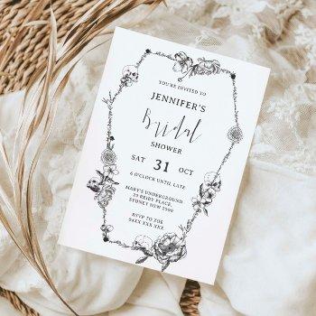 gothic hand drawn bridal shower invitation