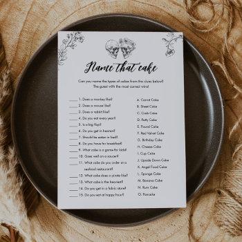 gothic love name that cake bridal shower game card