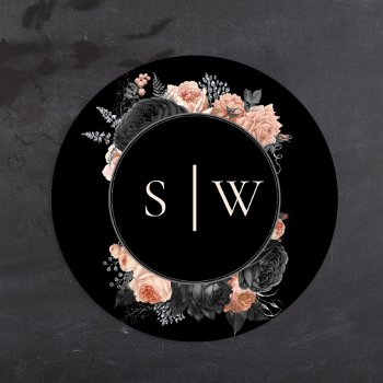 gothic vintage black blush wedding envelope seal