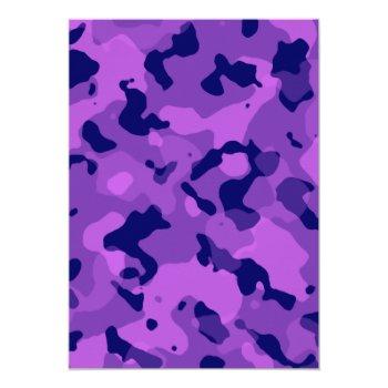 Grape Purple Camo; Camouflage Invitation Front View
