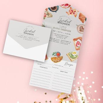 grayish bridal brunch waffles & recipe all in one invitation