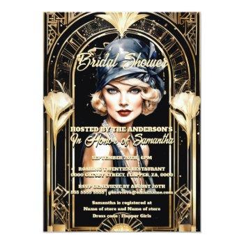 Great Gatsby 1920's Flapper Girl Blonde Chic Invitation Front View