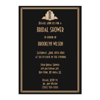 great gatsby art deco black bridal shower invites