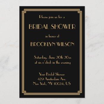 great gatsby art deco bridal shower invitations