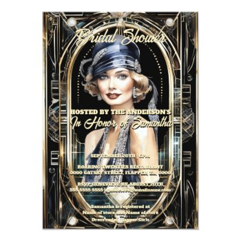 Great Gatsby Theme Flapper Girl 1920's Vintage Invitation Front View