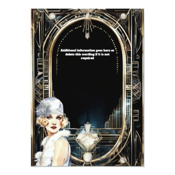 Great Gatsby Theme Flapper Girl 1920's Vintage Invitation Front View