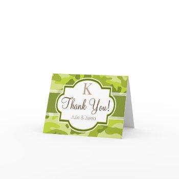 green camo, camouflage wedding thank you card