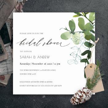 green eucalyptus foliage bridal shower invite