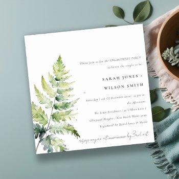 green gold watercolour fern foliage engagement invitation