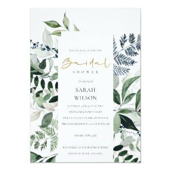 Green Leafy Tropical Foliage Bridal Shower Invite Front View