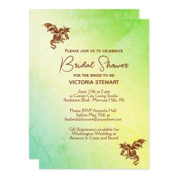 green marble dragon  bridal shower invitation