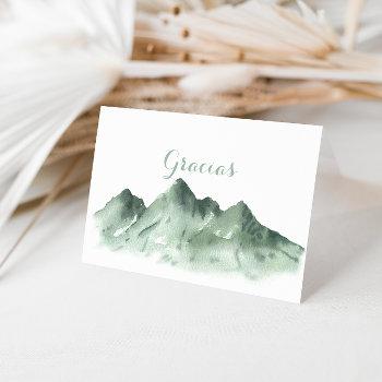 Green Mountain Country Folded Wedding Gracias Card Front View