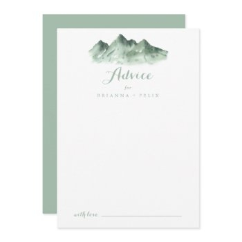 green mountain country wedding advice card