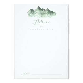Green Mountain Country Wedding Advice Card Front View