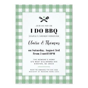 Green Picnic Plaid Cloth I Do Bbq Invitation Front View