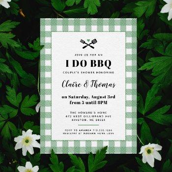 green picnic plaid cloth i do bbq invitation