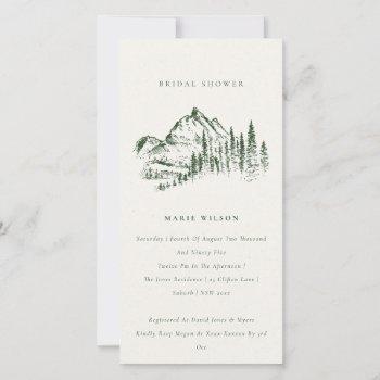 green pine mountain sketch bridal shower invite