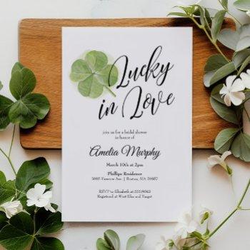 green shamrock lucky in love bridal shower invitation