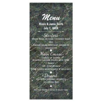 green & silver army camo sparkle glam party menu