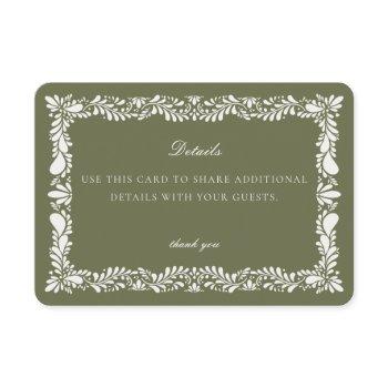 green talavera tile  detail card invitation insert
