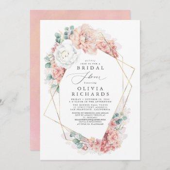 greenery and dusty rose floral bridal shower invitation