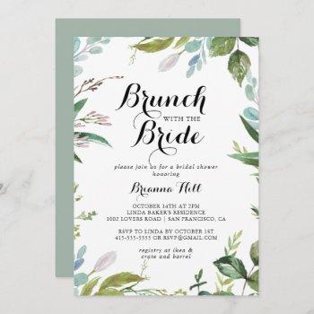greenery calligraphy brunch with the bride shower invitation