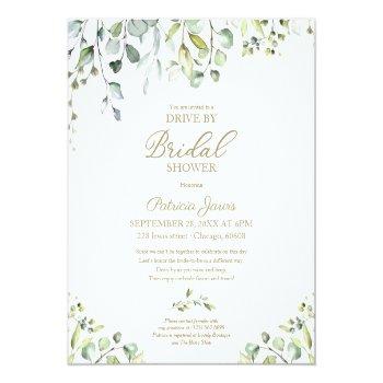 Greenery Drive By Bridal Shower Budget Invitation Front View