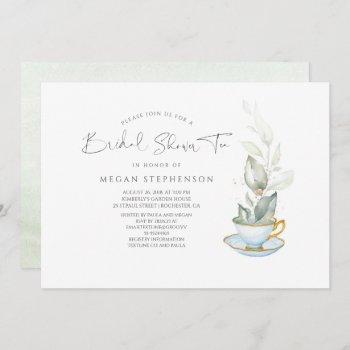 greenery elegant bridal shower tea invitation