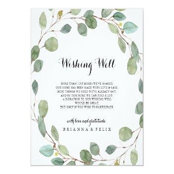 Greenery Eucalyptus Foliage Wedding Wishing Well Enclosure Card Front View