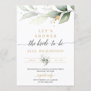 greenery eucalyptus gold bride-to-be bridal shower invitation