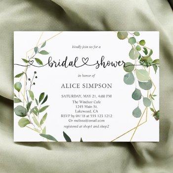 greenery eucalyptus heart bridal shower invitation postcard