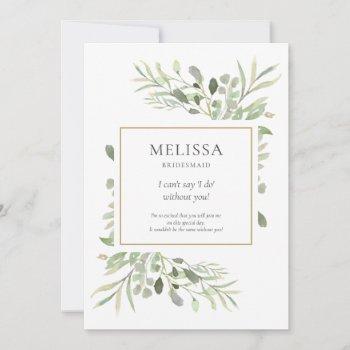 greenery foliage bridesmaid wedding info card 