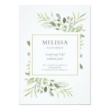 Greenery Foliage Bridesmaid Wedding Info Card Front View