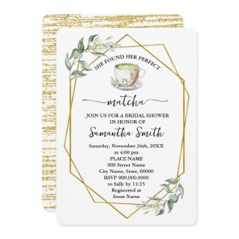 greenery found her perfect matcha bridal shower invitation