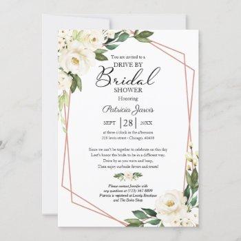 greenery geometric floral drive by bridal shower i invitation