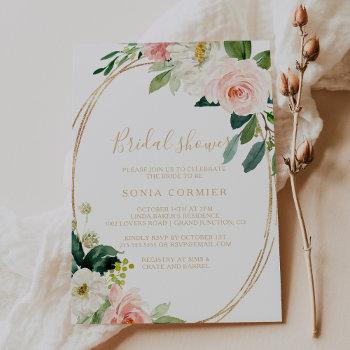 greenery & gold geometric elegant bridal shower invitation