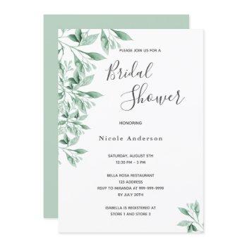 greenery green botanical script bridal shower invitation