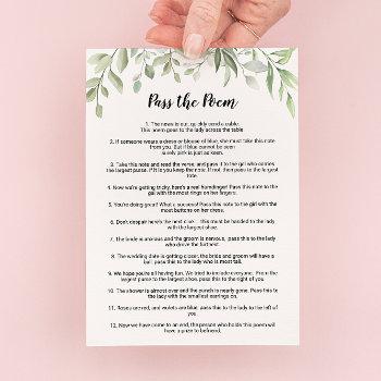 greenery pass the poem bridal shower game  invitation