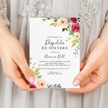 greenery pink blush floral spanish bridal shower invitation