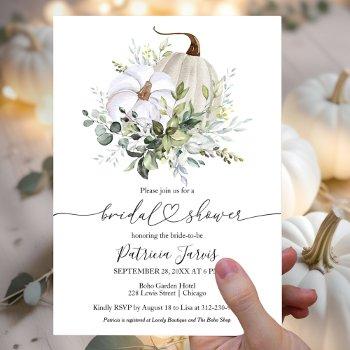 greenery pumpkin fall bridal shower invitation