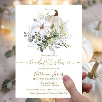 greenery pumpkin fall bridal shower invitation